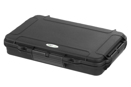Kompaktes, geschlossenes Transportkoffer-Etui von TOMcase, stoßfest und wasserdicht für sicheren Schutz von Kleinzubehör. Innenmaße: 31x19x5 cm.