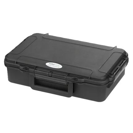 Kompaktes, geschlossenes Transportkoffer-Etui von TOMcase, stoßfest und wasserdicht für sicheren Schutz von Kleinzubehör. Innenmaße: 31x19x8 cm.