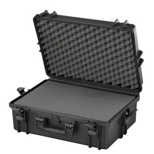 Black TOMcase XT505H195 protective transport case with foam interior, durable and water-resistant design