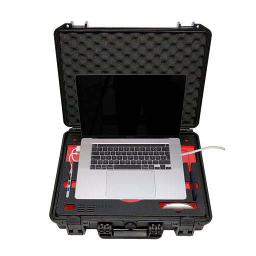 Wasserdichter Transportkoffer mit Schaumstoffeinlage für Apple MacBook 16 Zoll und Zubehör, stoßfest und sicher für unterwegs.