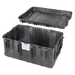 Offener schwarzer Hartschalen-Transportkoffer, leer und robust, mit abmontiertem Deckel. Ideal für sicheren Schutz von Werkzeug, Technik oder Ausrüstun, mit den Maßen 109x68x51cm. 