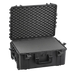 Robuster Transportkoffer in schwarz, mit Rasterschaumstoff im Boden und Noppenschaum im Deckel, stoßfest und wasserdicht für sicheren Schutz und Transport. Innenmaße: 50x40x24 cm.