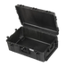 Robuster Transportkoffer in schwarz mit Trolley-Funktion, ohne Inhalt , stoßfest und wasserdicht für sicheren Schutz und Transport. Innenmaße: 75x48x28 cm.
