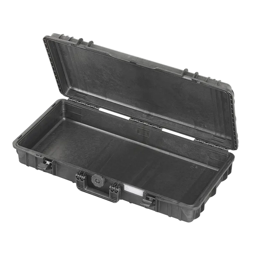 Robuster Transportkoffer in schwarz ohne Inhalt, stoßfest und wasserdicht für sicheren Schutz und Transport. Innenmaße: 80x34x14 cm.