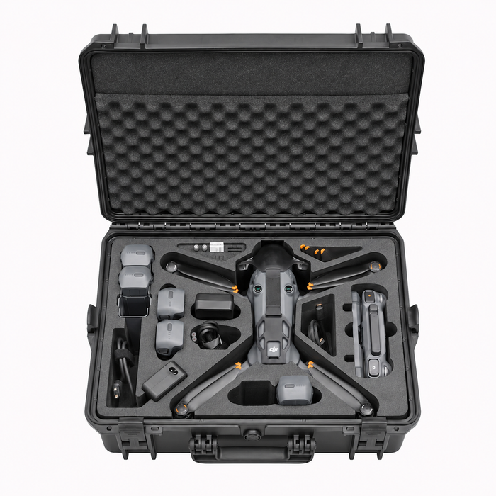 Transportkoffer für DJI Mavic 4 mit Dokumenten-Tasche im Deckel.