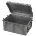 Robuster Transportkoffer in schwarz mit Trolley-Funktion, ohne Inhalt , stoßfest und wasserdicht für sicheren Schutz und Transport. Innenmaße: 82x60x45 cm.