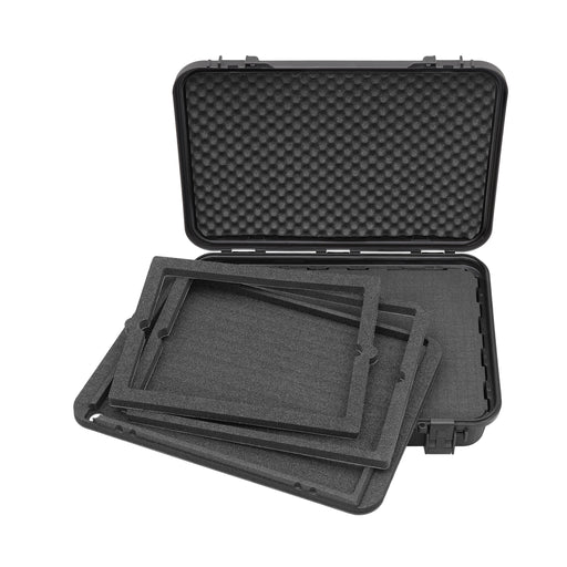 Stoßfester und wasserdichter Transportkoffer mit passgenauer Auflage für Laptop, Tastatur, Maus und Zubehör – ideal für sicheren Transport und Schutz. Ohne Inhalt
