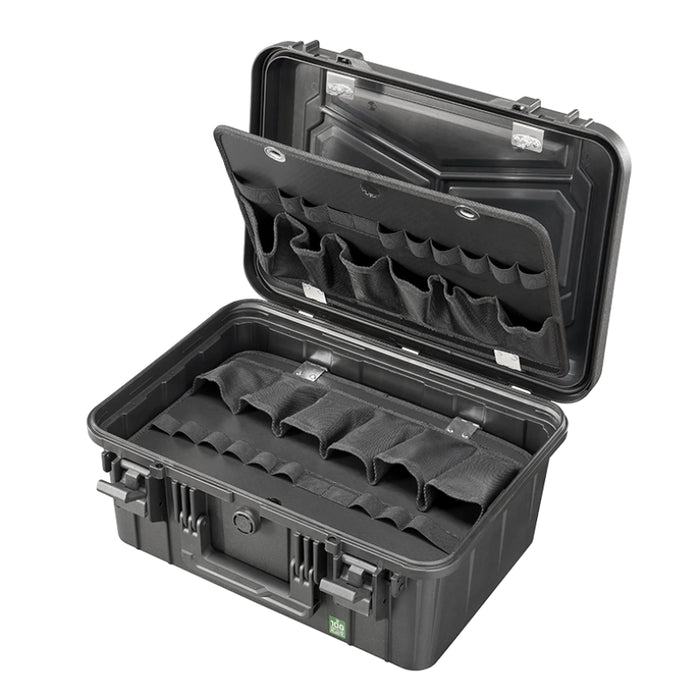 Robuster Werkzeugkoffer Größe M mit Platz für umfangreiche Werkzeugausstattung, stoßfest, spritzwassergeschützt und ideal für den mobilen Einsatz.