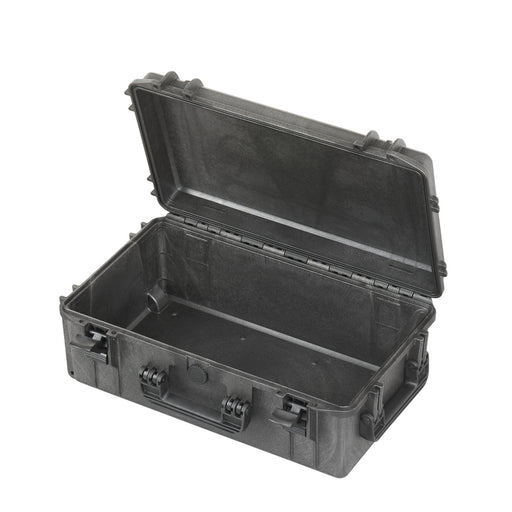 Robuster Transportkoffer in schwarz ohne Inhalt, stoßfest und wasserdicht für sicheren Schutz und Transport. Innenmaße: 50x29x20 cm.