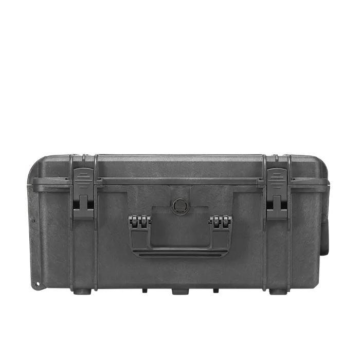 Robuster Transportkoffer in schwarz, geschlossen, stoßfest und wasserdicht für sicheren Schutz und Transport. Innenmaße: 50x40x24 cm.